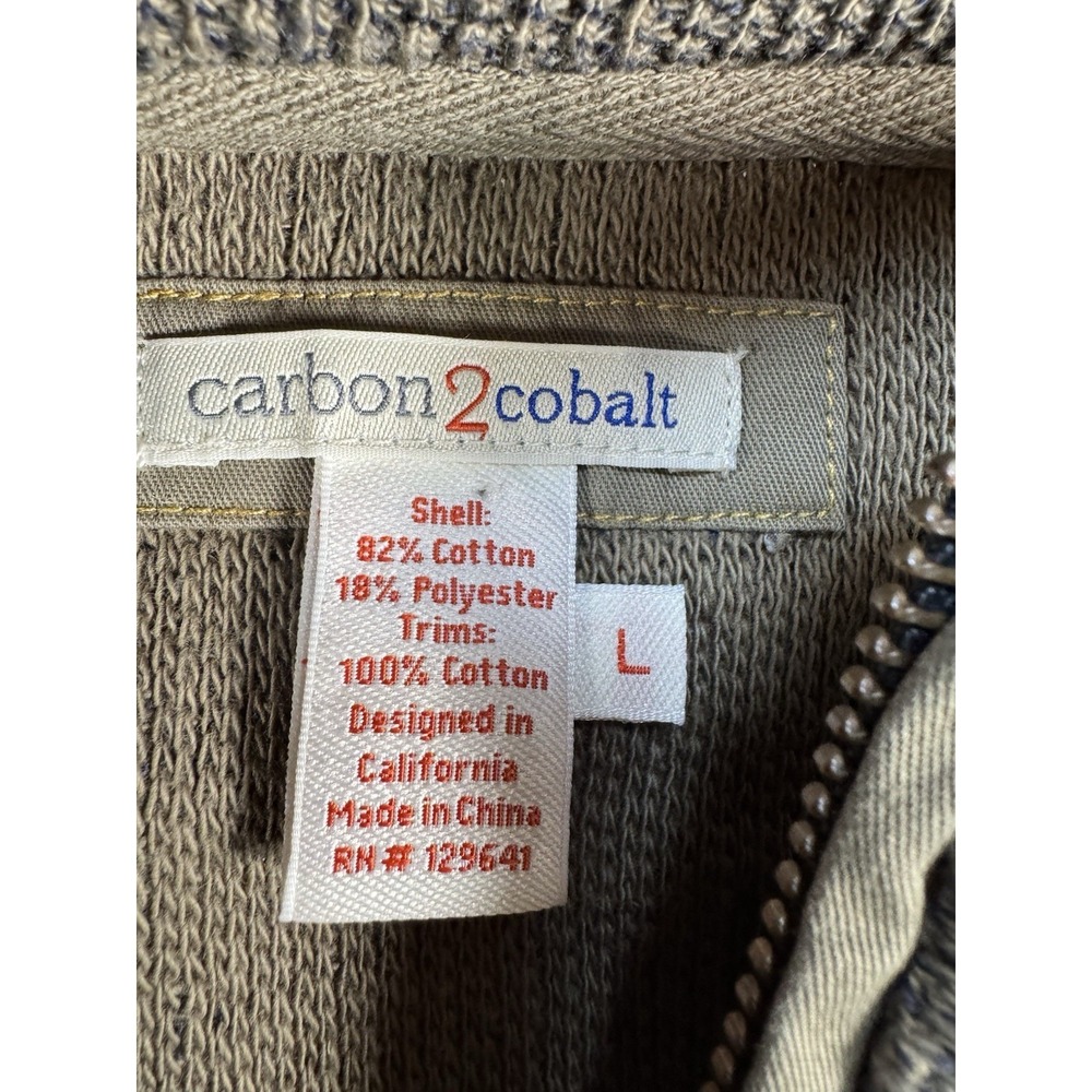 Carbon 2 Cobalt Lg 1/4 Zip Ribbed Knit Olive Pullover Padded Shoulder & Pocket - Picture 3 of 6